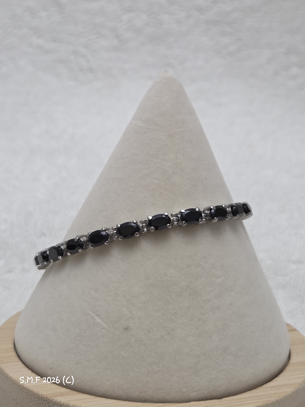 Thai Black Spinel Tennis Bracelet in Stainless Steel